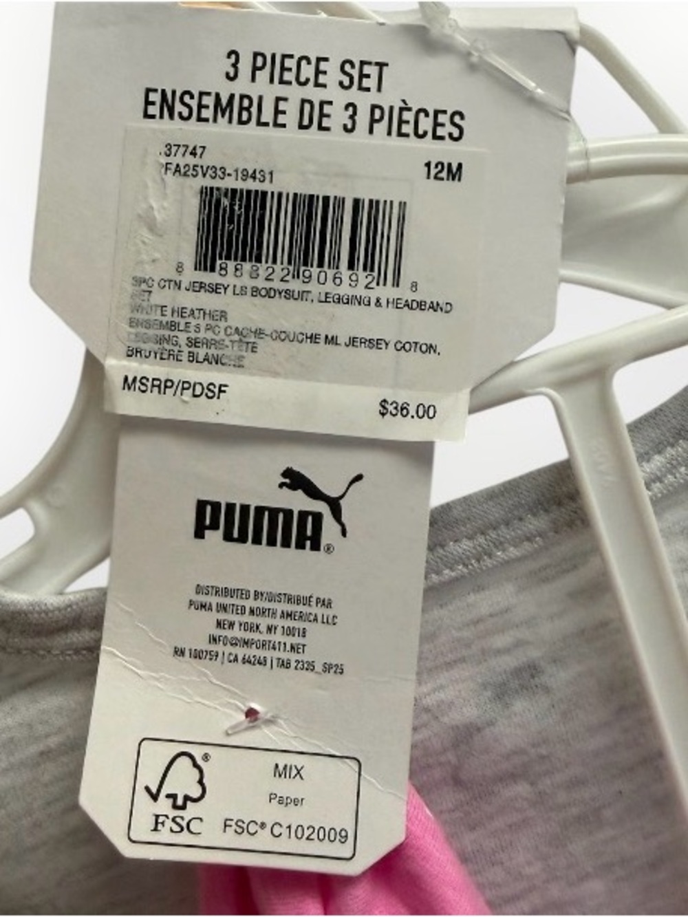 Puma Gray and Pink Infant 3-Piece Set - Picture 2 of 3